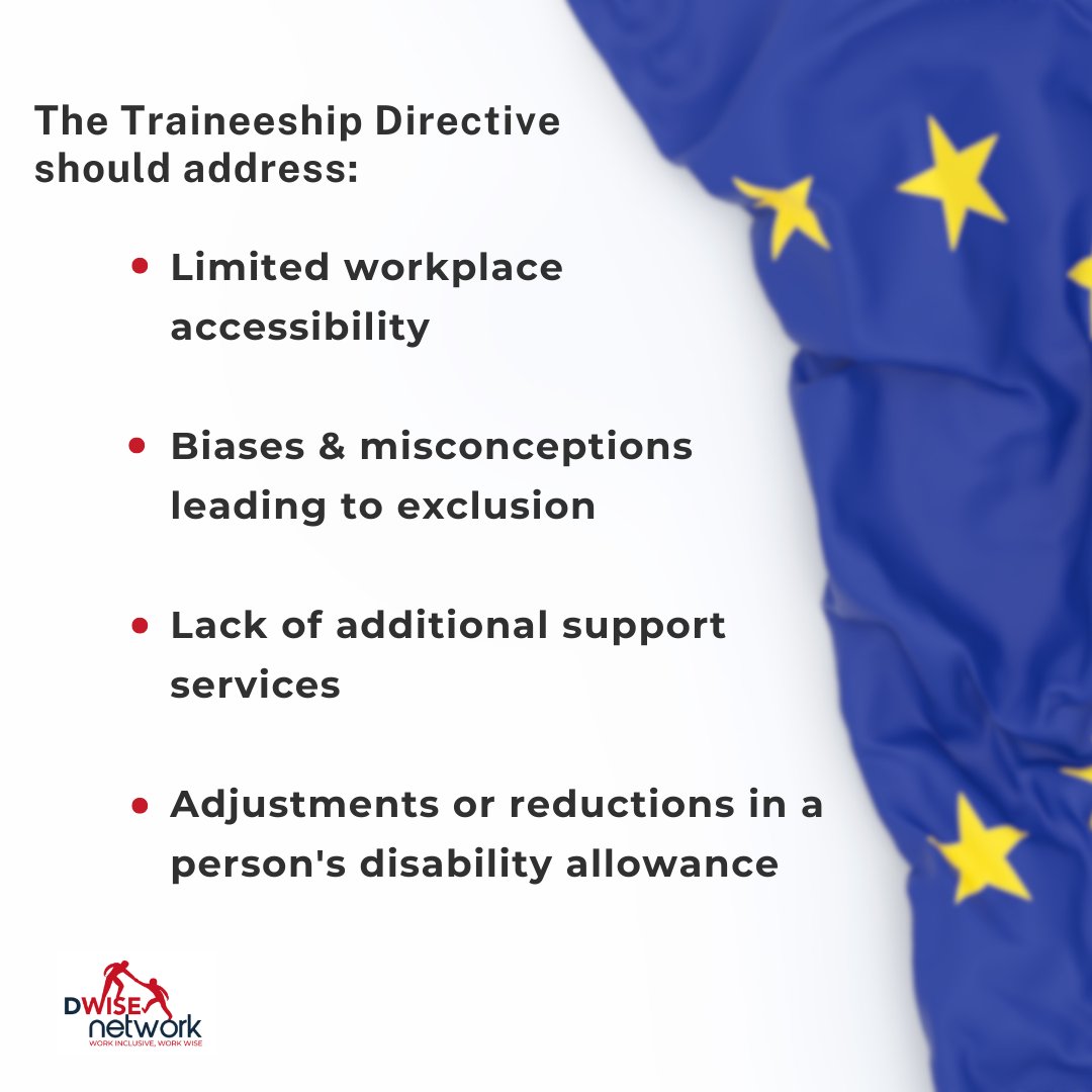 DWISENetwork1's tweet photo. 🇪🇺Do EU laws protect the rights of people with disabilities in traineeships?

While the EU Traineeship Directive has made some progress towards #Inclusion, challenges remain for people with disabilities.

❗Stronger legislation is needed to fully address these issues. https://t.co/ZEbQkJC7vm