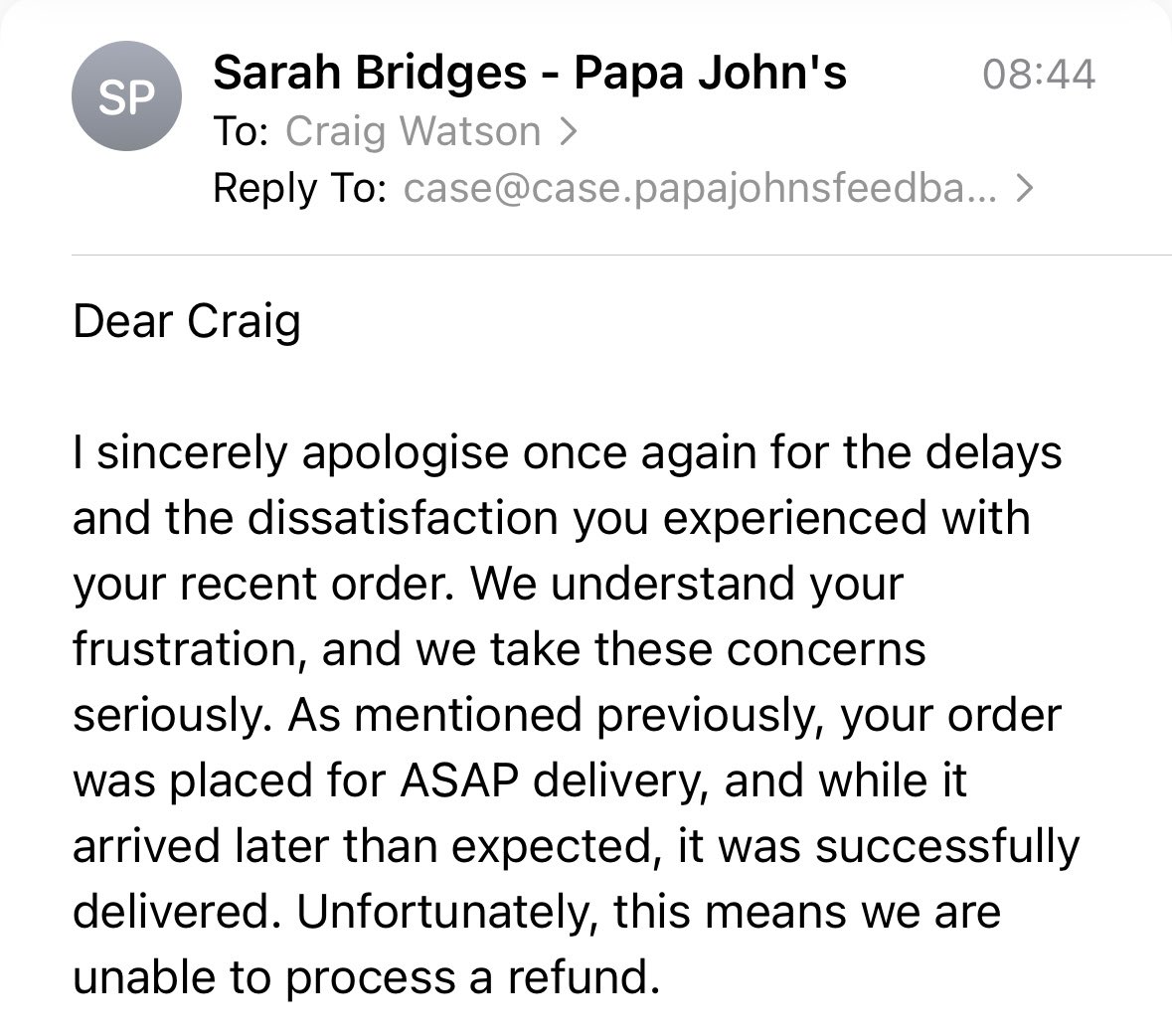 craigwatson1987's tweet image. So @PapaJohnsUK - it seems that you are fine with your (franchised) stores telling outright lies to customers about order status, as long as they “get the job done”. Nice! 👏🏻👏🏻

Order placed at 19:29, tracker updated at 19:40, store claims to have received the order at 19:46 🤔🤡