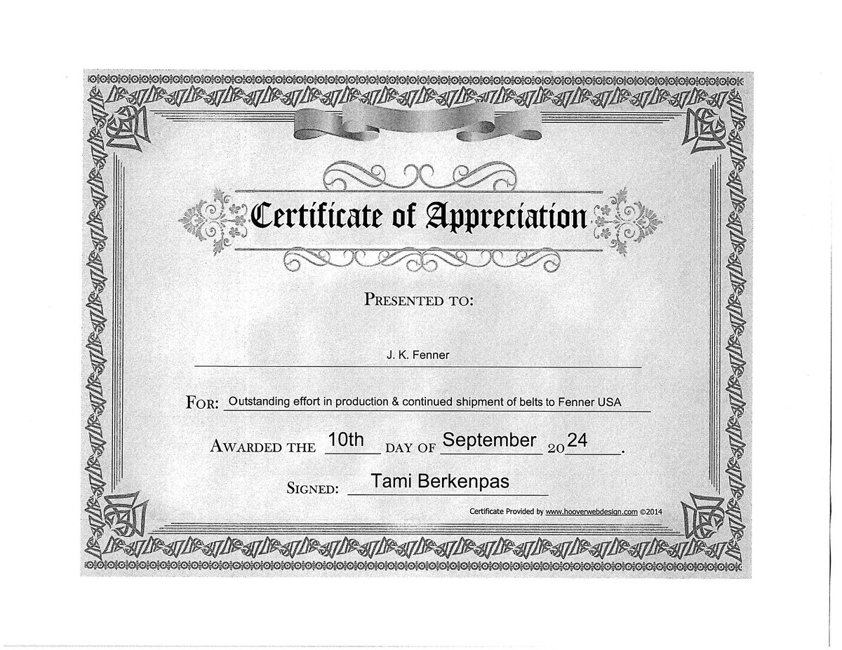 jkfenner's tweet photo. At JK Fenner, we believe in making 'Customer Service' our differentiator. Proud to receive a Certificate of Appreciation from A&I, USA (John Deere). A recognition of our top-notch delivery and support.
#CustomerService #JKFenner #ProudMoment #Appreciation #JKFAmericas #JhonDeere https://t.co/zqNohgot22