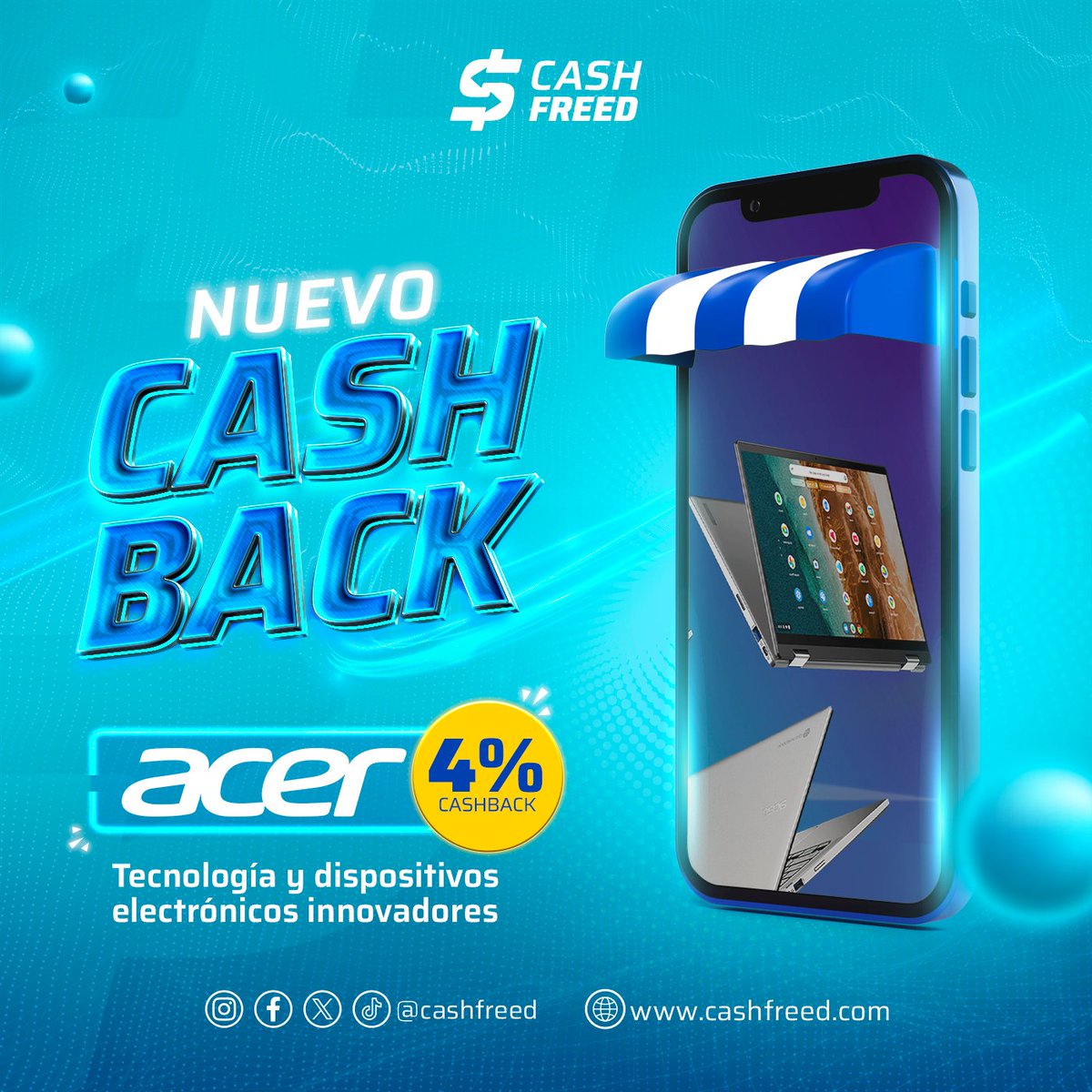 💻💸 ¿Buscas actualizar tu equipo?

Con CashFreed, puedes ganar hasta un 4% de cashback en tus compras ACER. ¡Más ahorro para ti! 💰

- cashfreed.com

#CashbackAcer #AhorraConCashFreed #TechSavings