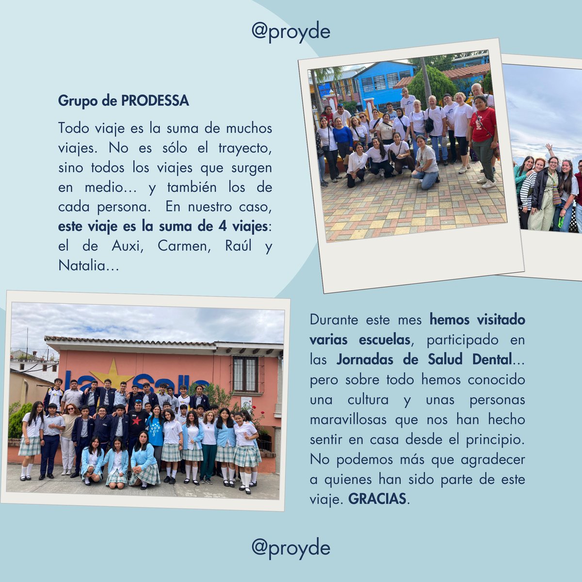 PROYDEMADRID's tweet photo. 🌿 Los  grupos de Guatemala realizaron actividades distintas pero  tienen en común lo agradecidos que están de la experiencia y  de las personas que hicieron que fuera inolvidable 

Descubre más sobre su aventura👉
Grupo 1 https://t.co/56YKmx7x1Z
Grupo 2 https://t.co/pcB46NiJIW https://t.co/hjVdyYMKRZ
