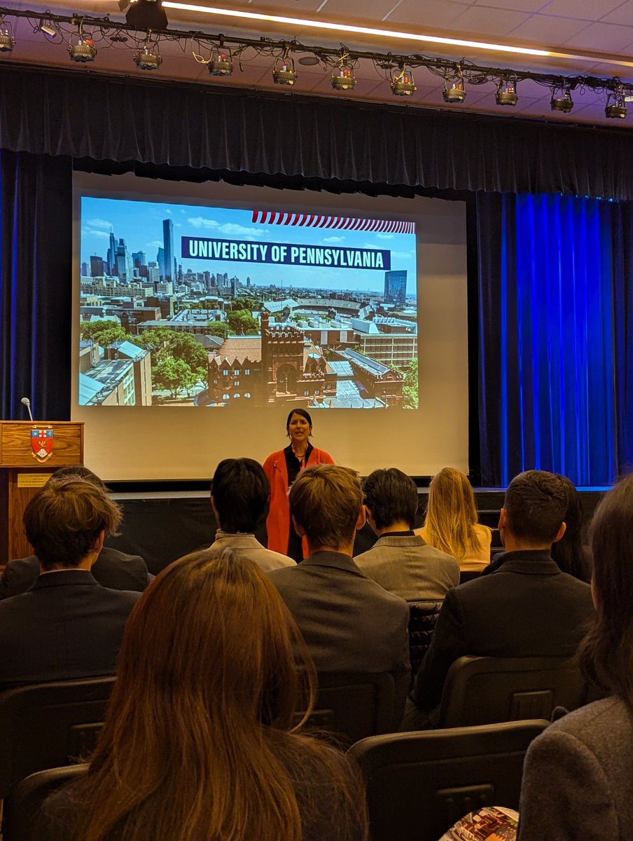 The_Fleisch's tweet photo. Hosting Kristen from @Penn at @AiglonCollege this morning

"At Penn, you will generate new knowledge about the world around us"

"Benjamin Franklin and his curiosity in how he approached learning is alive at Penn today"

"Incoming class from 97 countries" https://t.co/92PGmAd13e