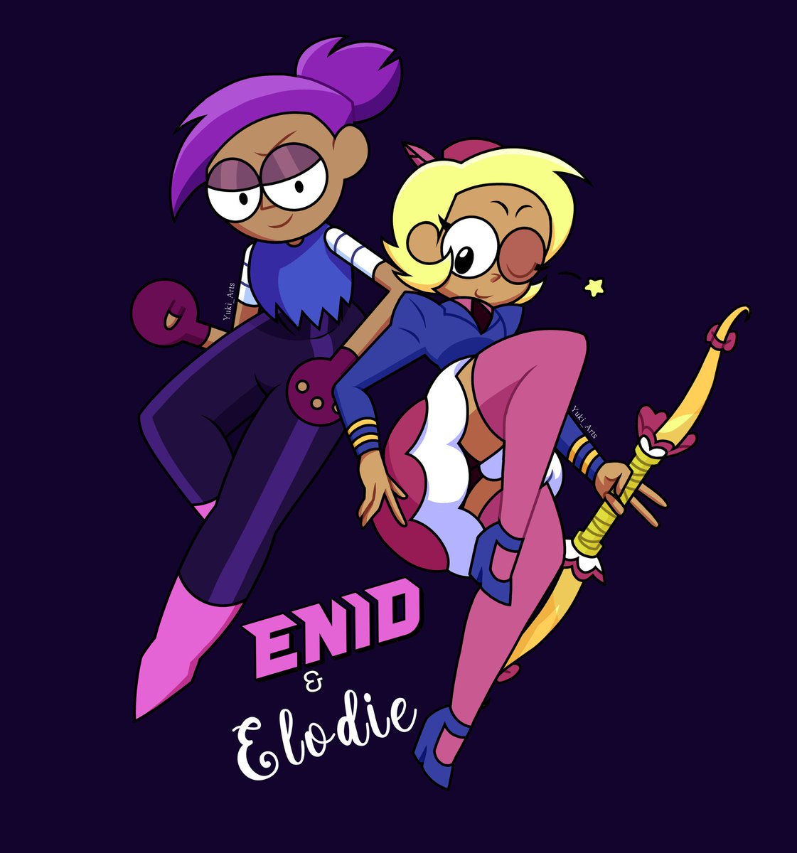 OK K.O.! Enid & Elodie fanart! SpeedPaint video on my youtube
