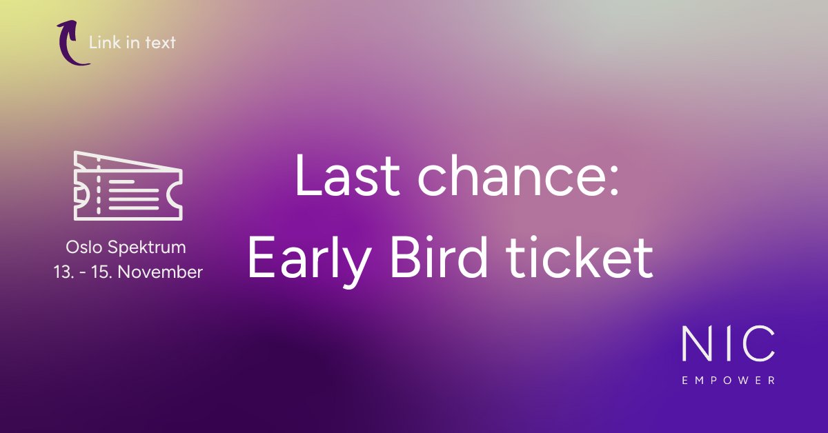 🎟️  Last chance for Early Bird tickets! Secure your spot today — it's the final day for discounted pricing ⏳💥 nicconf.com/2024/tickets

#nic2024 #nicempower