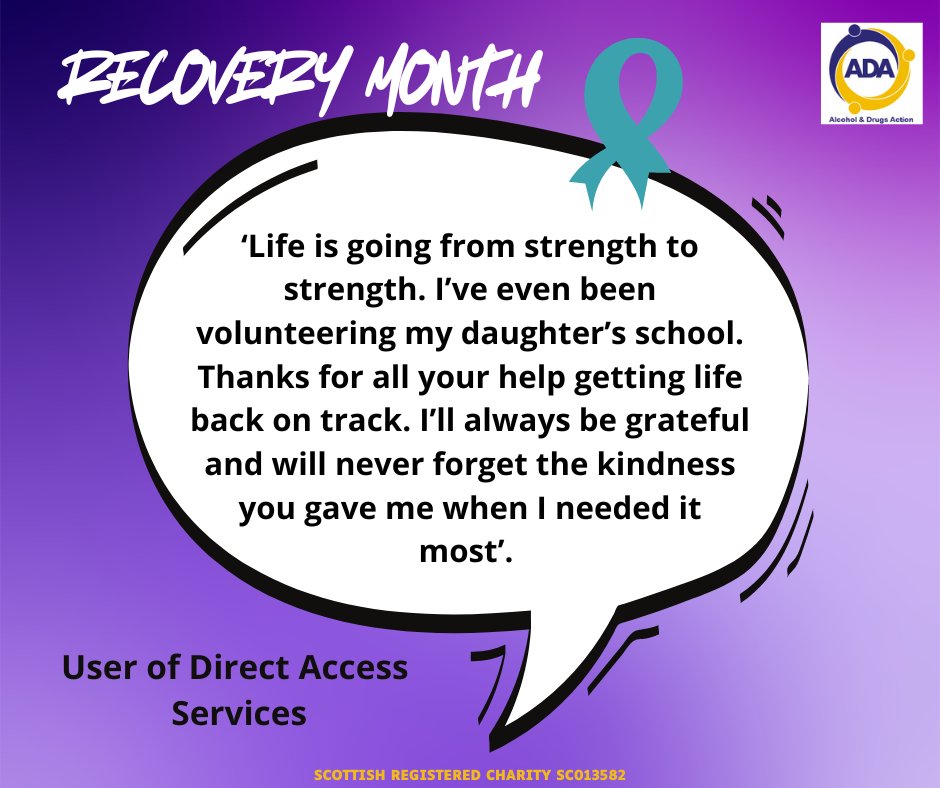 AlcDrugsAction's tweet image. This is an inspiring example of someone who was supported into recovery after using our Direct Access services. If you&apos;d more information, please call 0333 3 448 355. #recoverymonth #makingrecoveryvisible #recoveryispossible #aberdeen