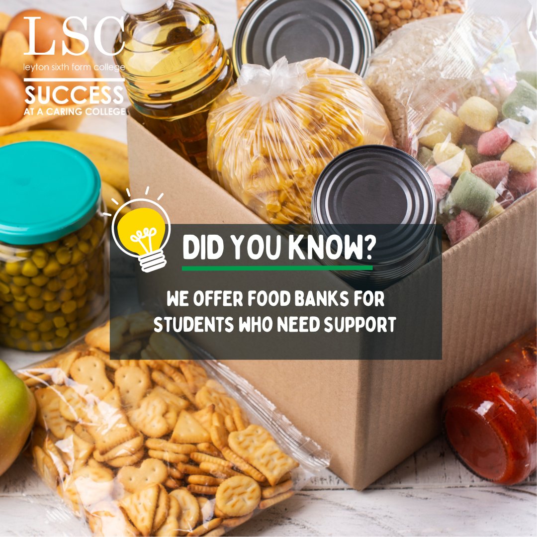 LeytonSixthForm (@leyton6thform) on Twitter photo We have a Food Bank open to students every Wednesday. No questions asked just pop into HE35 to sign up. We're here to help you☺️ We have a Food Bank open to students every Wednesday. No questions asked just pop into HE35 to sign up. We're here to help you☺️