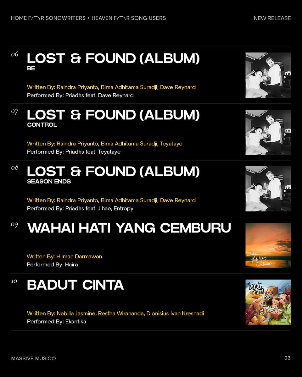 MassiveMusicEnt's tweet image. Bingung nyari lagu-lagu Indonesia terbaru untuk keperluan project kreatif kamu? Massive Music punya lagu-lagu terbaru dari penulis lagu handal kami yang siap mengiringi proyek kreatif. Cek sekarang dan kami tunggu DM nya untuk lisensi lagunya ✍️🤝 #NewRelease #CreativeProjects