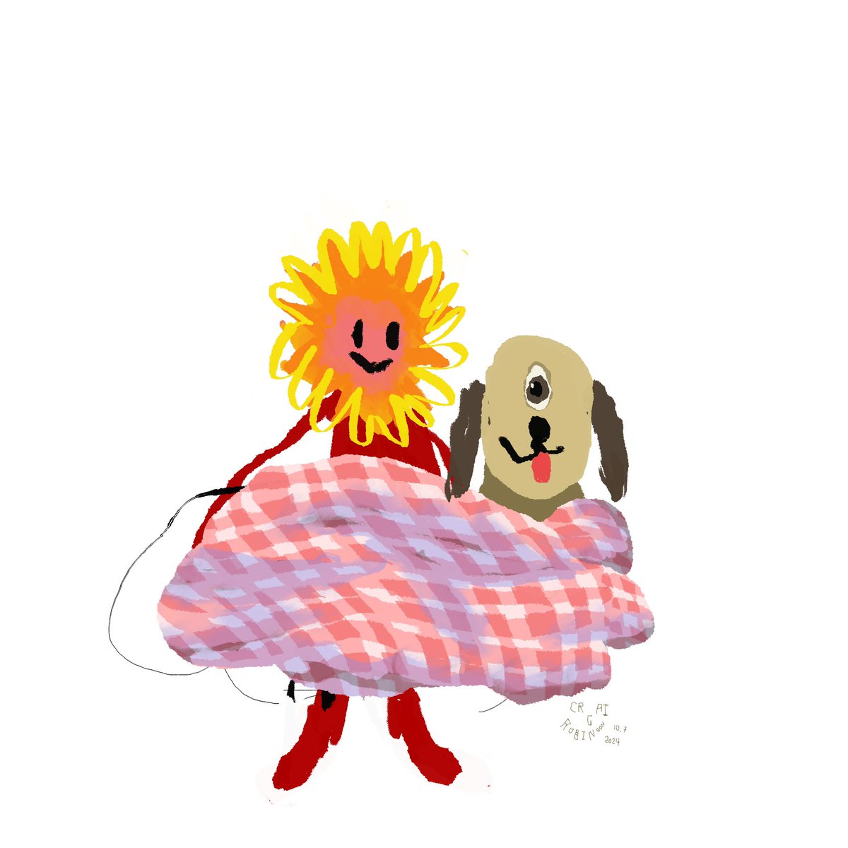 Sun and dog under duvet