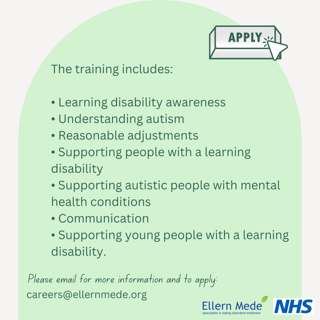 Ellern Mede Group (@ellernmede) on Twitter photo 🌟 We’re proud to offer The Oliver McGowan Mandatory Training on Learning Disability and Autism! 🌟
Interested in learning more or joining us for this training? Contact us at careers@ellernmede.org for details!
Let's make a difference together. 💚
#EllernMede #NHS 🌟 We’re proud to offer The Oliver McGowan Mandatory Training on Learning Disability and Autism! 🌟
Interested in learning more or joining us for this training? Contact us at careers@ellernmede.org for details!
Let's make a difference together. 💚
#EllernMede #NHS