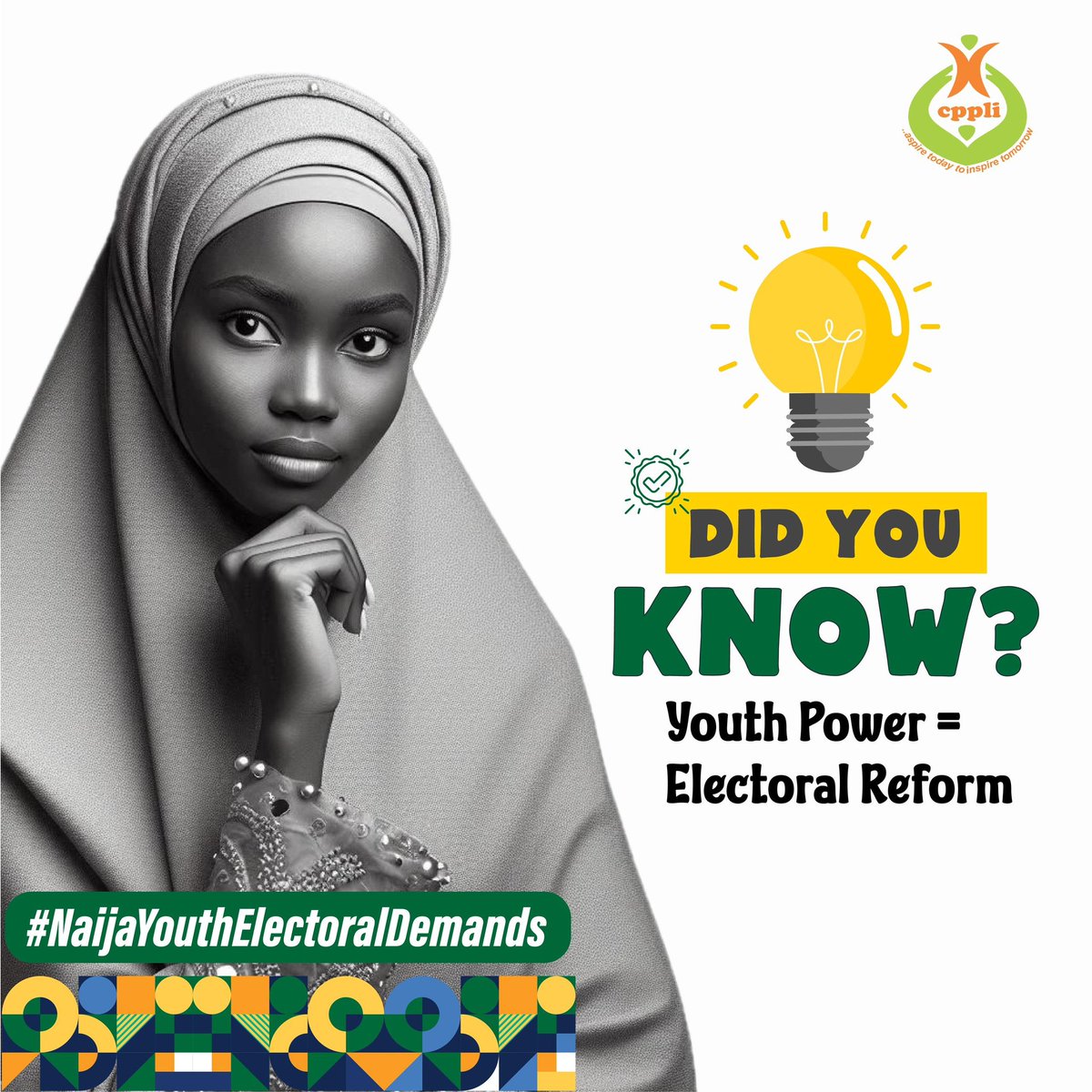 Did you know? 🤔 Youth can shape Nigeria's future by pushing for electoral reforms! 💪 Your voice matters more than you think. Let’s demand a system that works for us—clean, fair, and transparent elections! 🗳️ #NaijaYouthElectoralDemands