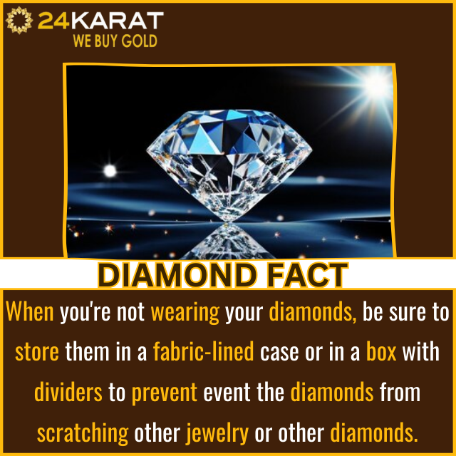 webuygoldsilver's tweet image. When you're not wearing your diamonds, be sure to store them in a fabric-lined case or in a box with dividers to prevent event the diamonds from scratching other jewelry or other diamonds.

#diamondfact #diamonds #diamondjewelry #diamondjewellery #facts #fact #24karatwebuygold