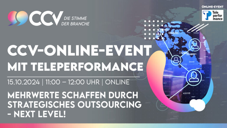 ccvev's tweet image. CCV-Online-Event mit @TP_Germany
Am 15.11., 11-12 Uhr laden CCV & Teleperformance zum Online-Event „Mehrwerte schaffen durch strategisches #Outsourcing – Next level!“ ein
Infos und kostenfreie Anmeldung:
cc-verband.de/termin/ccv-onl…
#CCVev #CustomerService #Callcenter #Contactcenter