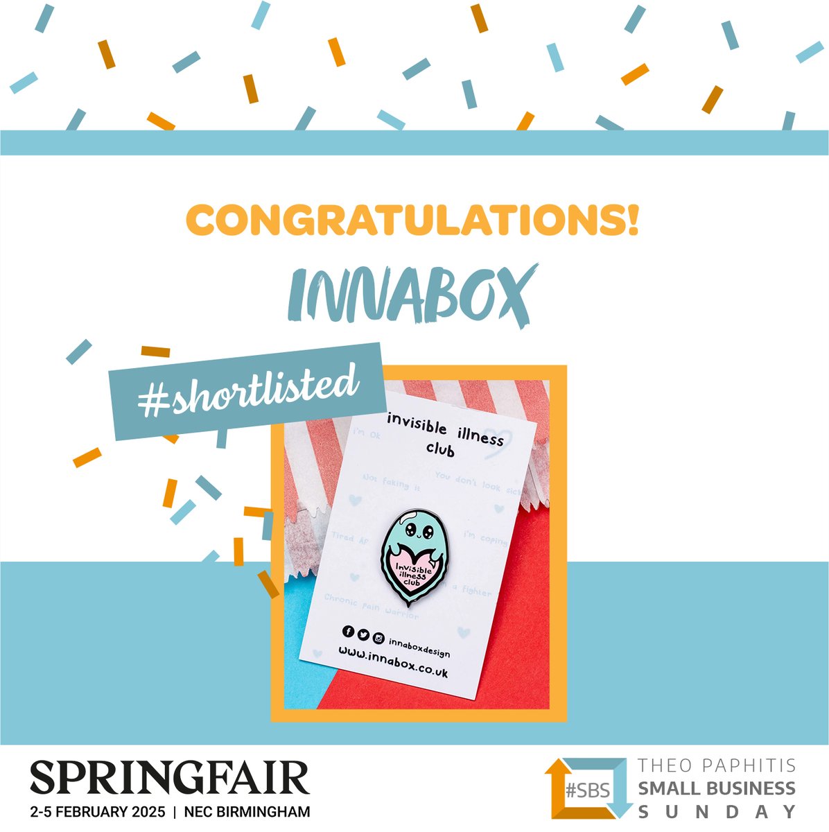 TheSBS_Crew's tweet image. A big congratulations to @innaboxdesign!!!! You’ve been shortlisted in the #SBS X Spring Fair Competition. You are still in the running to win 1 of 12 stands in the #SBSVillage at #SpringFair 2025. @SpringAutFair