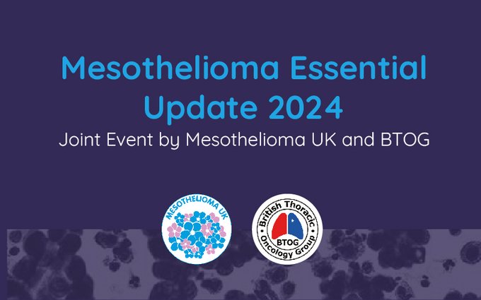 The <a href="/BTOGorg/">BTOG</a> and <a href="/Mesouk/">Mesothelioma UK</a> Mesothelioma Essential Update meeting will be held in London on the 9th December.

The meeting will set the scene, explore the role of surgery and radiotherapy, cover biomarker testing and Mesothelioma, and supporting patients ➡️ ow.ly/Ahyp50TcCem