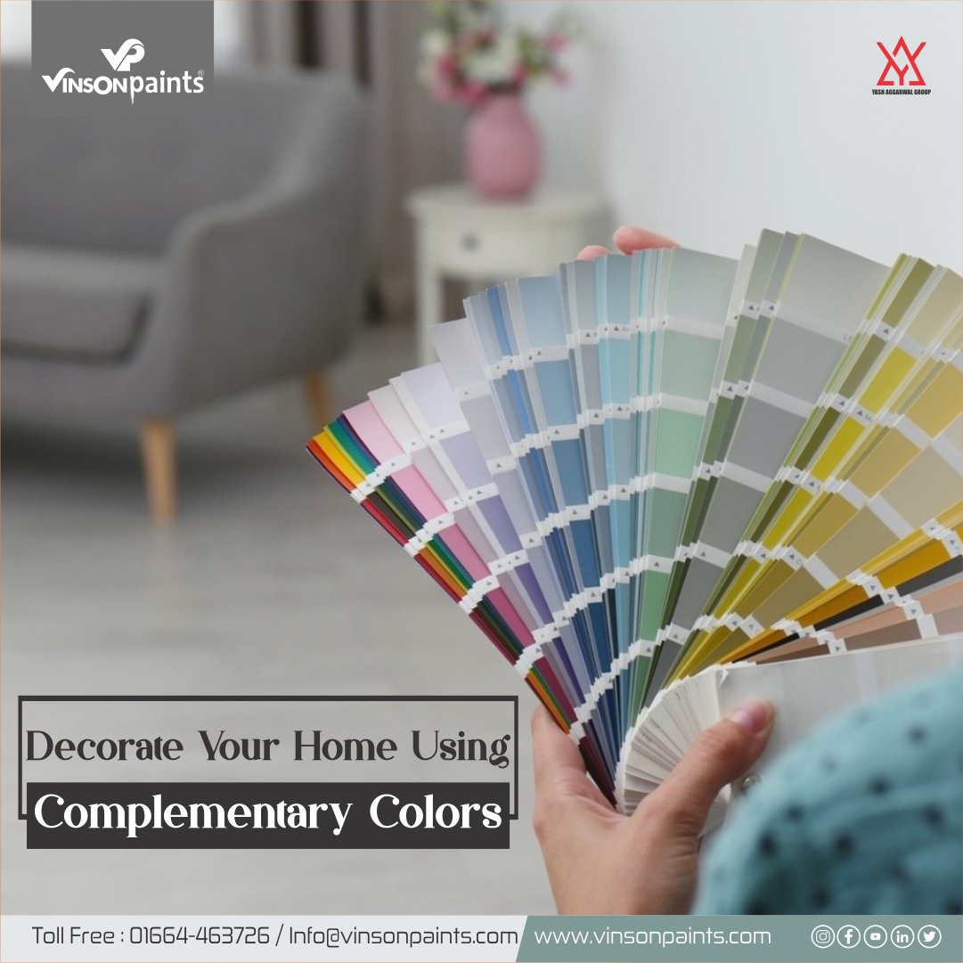 Vinsonpaints's tweet image. Transform your living space with the magic of complementary colors! 🌈✨ Decorate your home using Vinson Paints and watch as each room comes to life with vibrant harmony. #VinsonPaints #HomeDecor #ComplementaryColors”