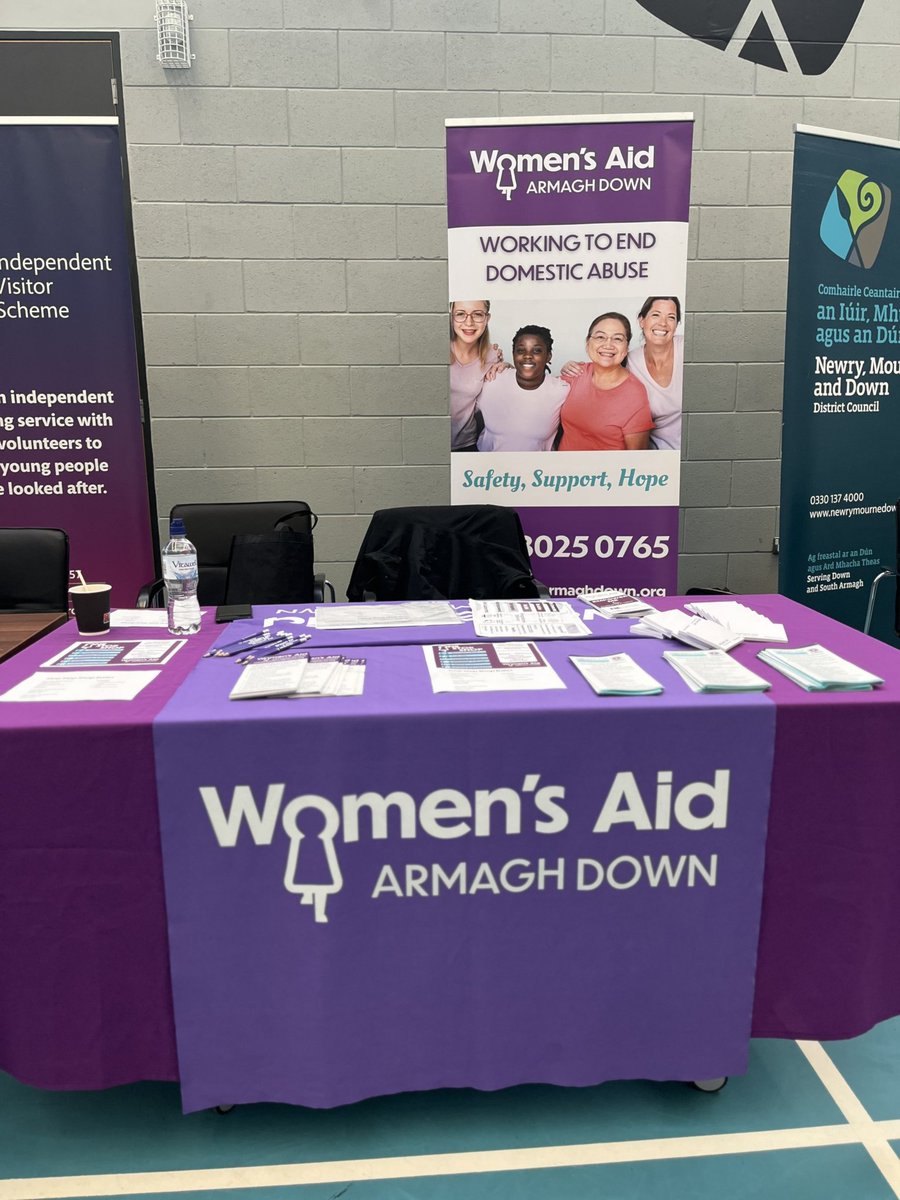WomensAidAD's tweet photo. This week we were out and about at @nmd_pcsp Safety & Wellbeing event in Downpatrick Leisure Centre. Delighted to be part of the local community event, making sure those who need us know we are here. #SafetySupportHope #partnership #communitysupport https://t.co/QuzcqIF9WF