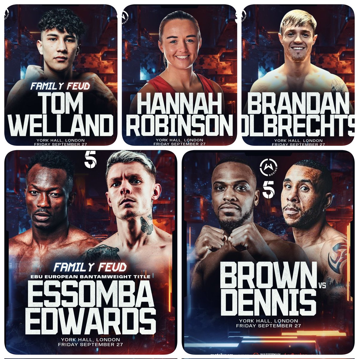 2 WEEKS TO GO!!
LIVE <a href="/channel5_tv/">Channel 5</a>  📺
<a href="/WassermanBoxing/">Wasserman Boxing</a> 
<a href="/SauerlandBros/">Kalle & Nisse Sauerland</a>
📍 York Hall, London.

<a href="/Tomwelland04/">Tom welland</a> , <a href="/HRobinsonbox/">Hannah Lee Robinson</a> , <a href="/Lilb_boxing/">Brandan Olbrechts</a> , <a href="/TheRealEssomba/">TheRealThomasEssomba</a> , <a href="/GoGetterDennis/">Grant Dennis</a> <a href="/Gmanbrown23/">Germaine Brown</a>