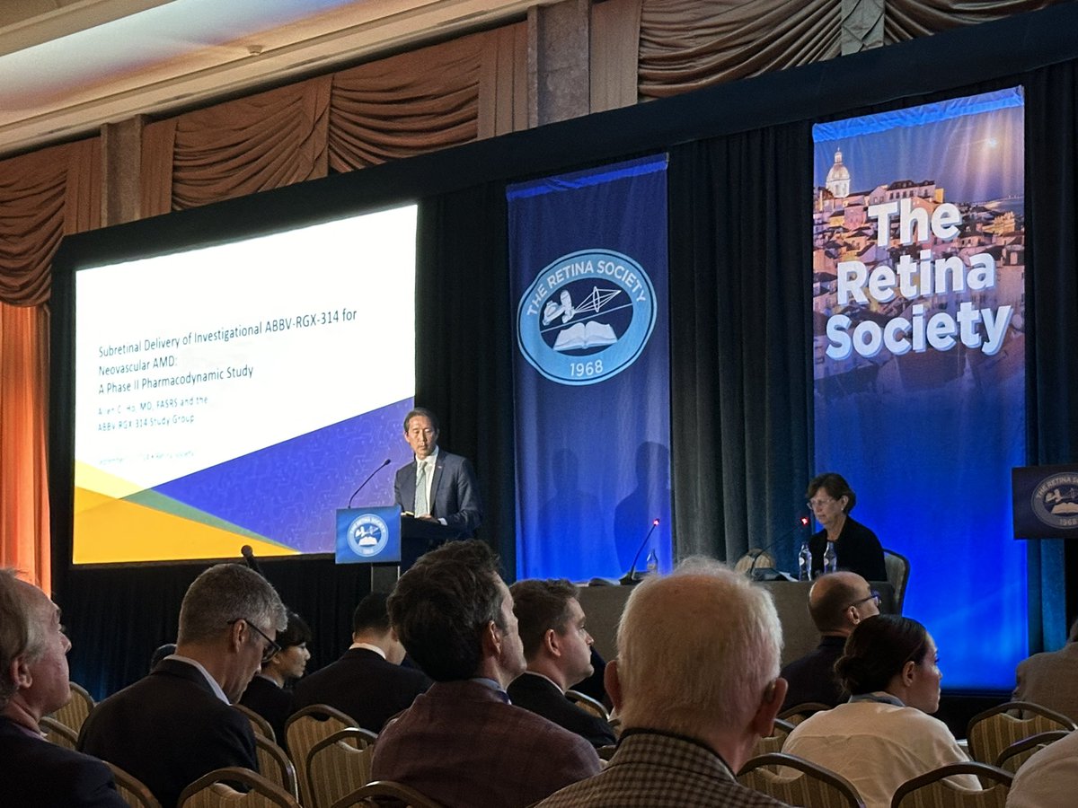 Jason Hsu (@jasonhsumd) on Twitter photo Phase 2 subretinal gene therapy of ABBV-RGX-314 in previously treated wet AMD showed good tolerance with few cases of inflammation responsive to steroid drops + stable vision and edema with over 70% injection free over 6 mos. <a href="/allenho/">Dr Allen Ho</a> #RSLisbon2024 <a href="/RetinaSociety/">TheRetinaSociety</a> <a href="/Wills_Eye/">Wills Eye Hospital</a> Phase 2 subretinal gene therapy of ABBV-RGX-314 in previously treated wet AMD showed good tolerance with few cases of inflammation responsive to steroid drops + stable vision and edema with over 70% injection free over 6 mos. <a href="/allenho/">Dr Allen Ho</a> #RSLisbon2024 <a href="/RetinaSociety/">TheRetinaSociety</a> <a href="/Wills_Eye/">Wills Eye Hospital</a>