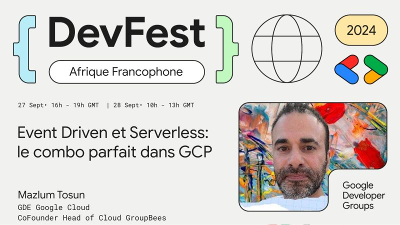 MazlumTosun3's tweet photo. 📢 Très content de donner ce talk au #DevFestAfriqueFrancophone
Je montrerai comment mettre en place une architecture #EventDriven & #Serverless from scratch sur #GoogleCloud, en traitant de vrais données⚽️
Au programme
#CloudRun
#CloudFunction
#Python
#Go
#Workflows
#Terraform https://t.co/bblgLXe6dh