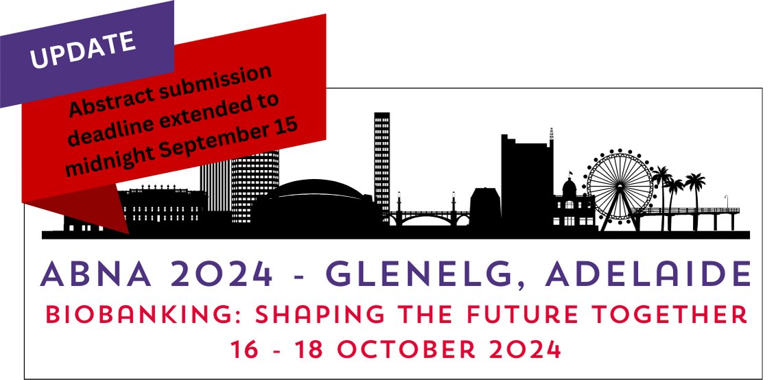 FINAL CALL: Submit your late-breaking abstract for #ABNA2024Glenelg by THIS SUNDAY, September 15th, at MIDNIGHT AEST 
SUBMIT HERE: abna-2024-adelaide.w.abna.currinda.com/abstracts
#ABNAOnline #Biobanking