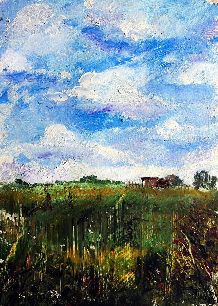 ChrisBilton3's tweet photo. https://t.co/9l0J3SwpBY #oldmoornaturereserve #earlyautumn #cumulusclouds #chillymornings #birdhides #acrylicpainting #southyorkshire #biltonart #opencountry #trees #clouds #allaprima #clarifiedimpressionism #expressiverealism #pleinair https://t.co/kbfXqg4AqX