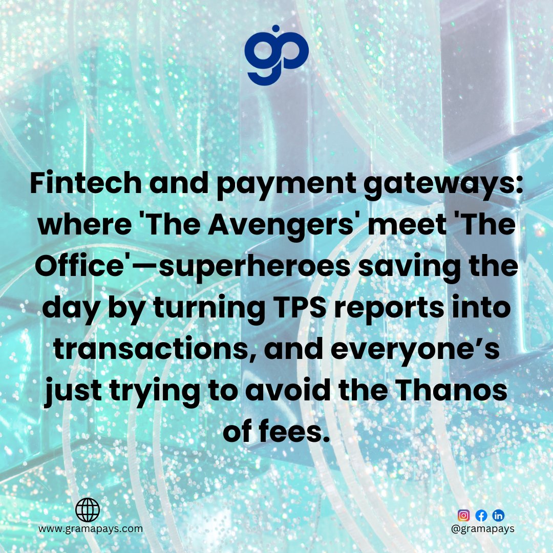 gramapays's tweet image. Imagine if 'The Avengers' and 'The Office' merged—where superheroes tackle TPS reports and conquer the villainous Thanos of payment fees. 🦸‍♀️📈
.
.
#FintechFusion
#FeeDefenders
#gramapays
#Fintech