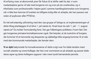 Karina Sørensen (@hkjobcenter) on Twitter photo Jeg har sammen med Mette fra <a href="/Socialrdgiverne/">Dansk Socialrådgiverforening</a> forsøgt at appellere til #dkpol inden de vender tilbage fra deres sommerferie.
Det er svært som ansat i @kommunerne at blive hørt. Jeg prøver med min platform i <a href="/hkkommunal/">HK Kommunal</a> at repræsentere mine kolleger i kronikform. (link nedenfor) Jeg har sammen med Mette fra <a href="/Socialrdgiverne/">Dansk Socialrådgiverforening</a> forsøgt at appellere til #dkpol inden de vender tilbage fra deres sommerferie.
Det er svært som ansat i @kommunerne at blive hørt. Jeg prøver med min platform i <a href="/hkkommunal/">HK Kommunal</a> at repræsentere mine kolleger i kronikform. (link nedenfor)