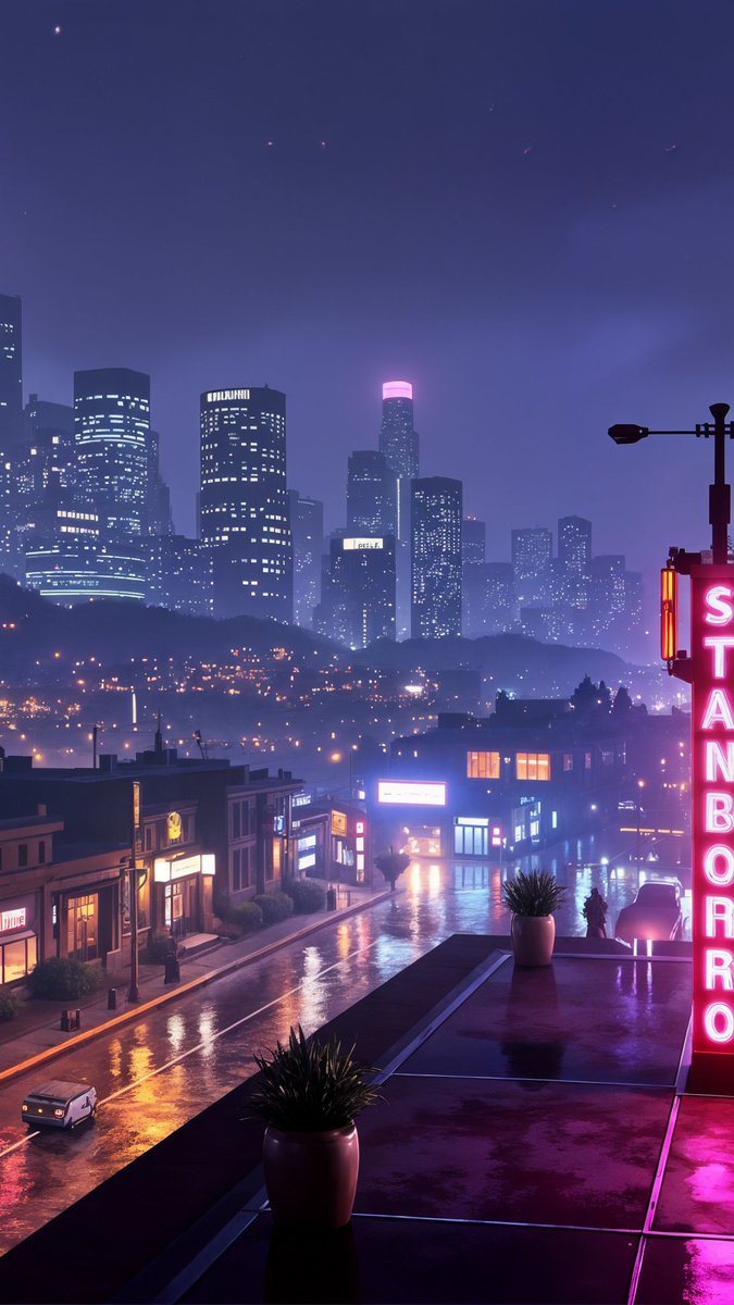 zeng_wt's tweet photo. Generate AI wallpaper with @usewallai 

I selected GTA style. This is pretty nice! 💜 https://t.co/5fVTIK0wov
