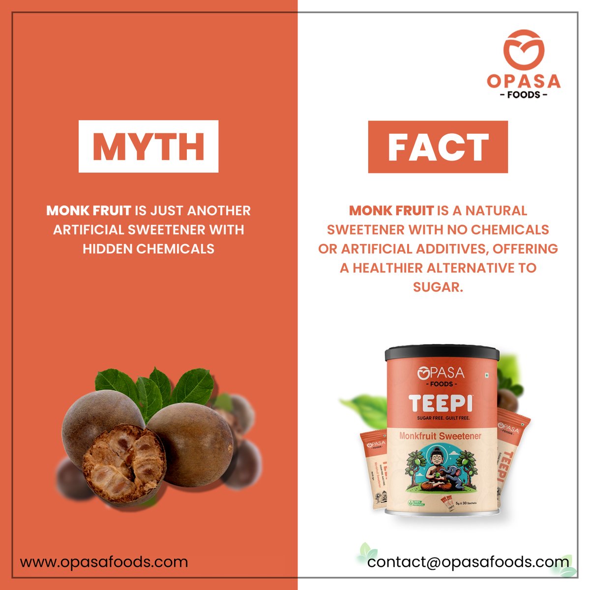 OpasaFoods's tweet photo. Curious about Monk Fruit? Let's bust the myths and reveal the facts!

#OpasaFoods #MonkFruitTruth #HealthyLiving #MythVsFact #NaturalSweetness #Teepi #OpasaFoods #NaturalSweetener #HealthyEating #SugarAlternative #OpasaFoods #naturalsweetener #monkfruit https://t.co/9PEvG3v3kG