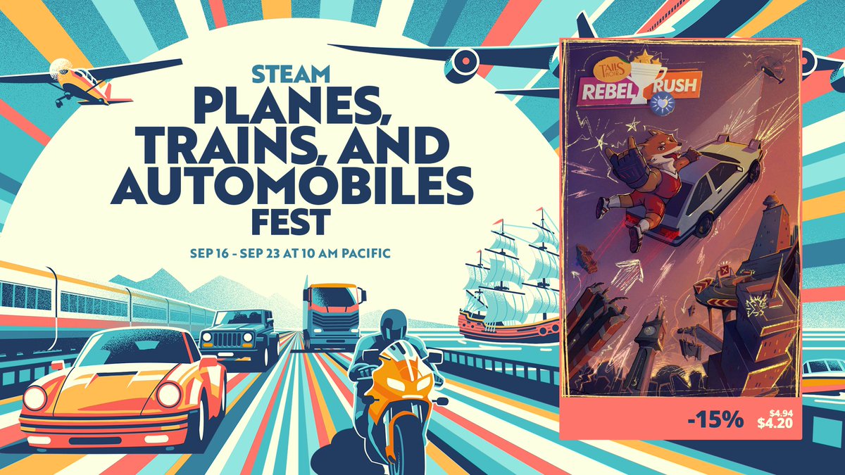 MIC CHECK! HEY YALL!!

Tails Noir: Rebel Rush will be launching on <a href="/Steam/">Steam</a>  Planes, Trains, and Automobiles fest early next week!!

prepare your $4.20 or an equivalent in your currency and get ready for the craziest speedrunning driving platformer of your life

🐻🦊🦥