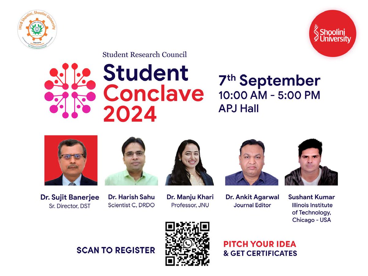 ihubshoolini's tweet photo. HUB Shoolini and Student Research Council (SRC) organised a Student Research Conclave cum one-day symposium on “Advanced Technology Impacting the Social Economy.” Supported by iHUB DivyaSampark @IIT Roorkee on 7th September 2024. https://t.co/e2E1Dru5dO