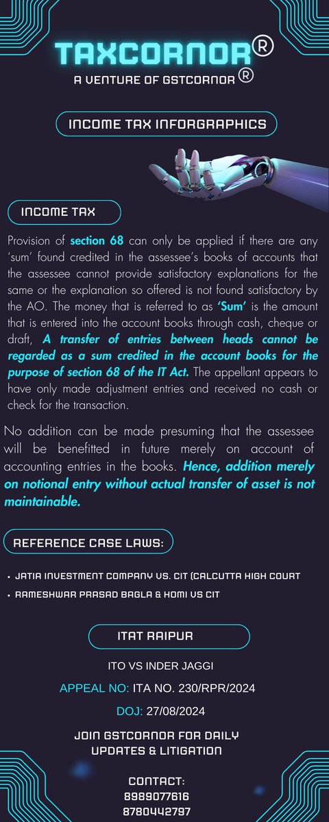 Addition Made Merely on Notional Entry Without Actual Transfer of Assets is not maintainable #incometax #gst

For More Updates Join GSTCORNOR