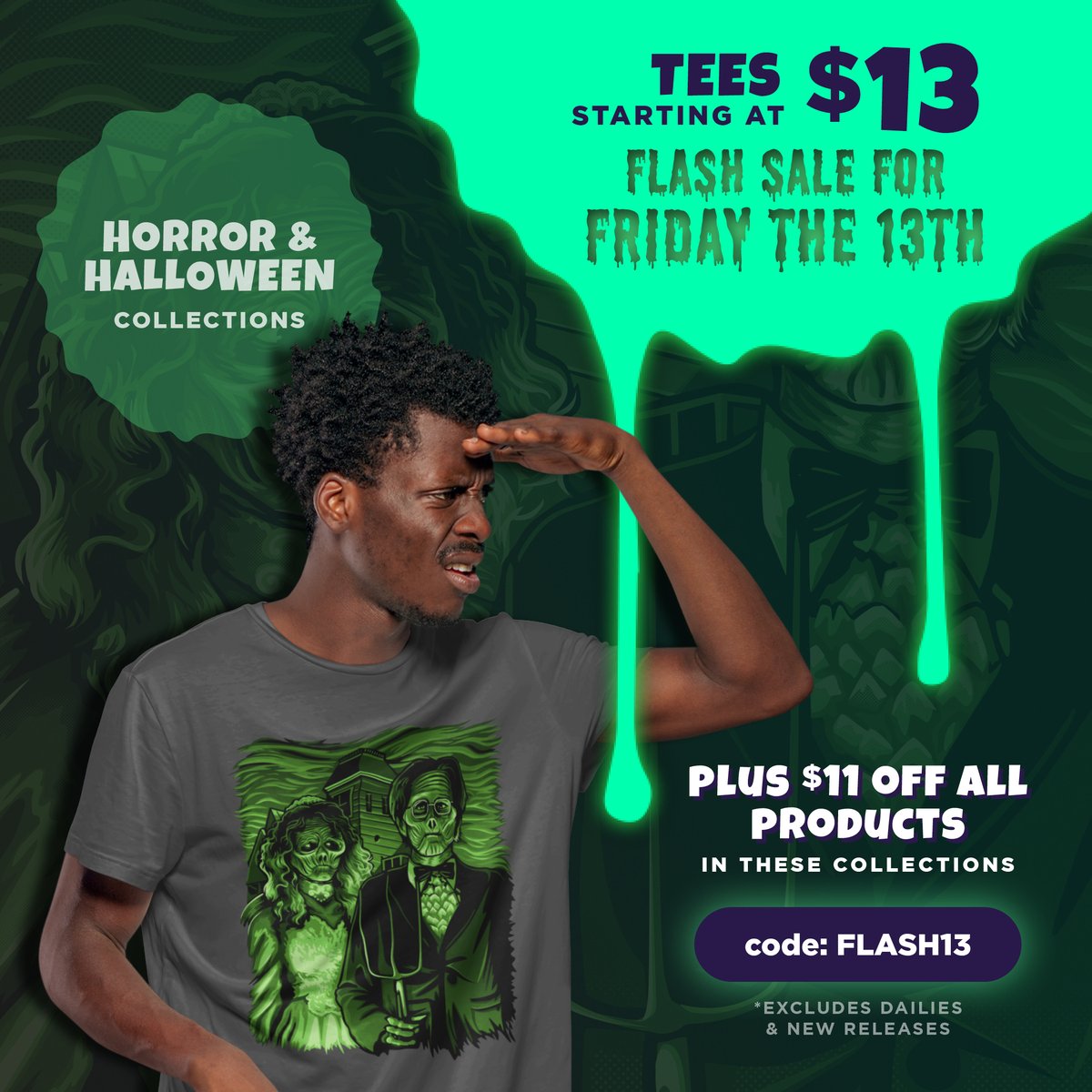 teefury's tweet photo. 🦇 Tees starting at $13 🕸️ Shop Now!
Shop now 👉 https://t.co/gEJ8FDyfF0
•
•
•
•
•
#teesale #teefury #teeseason #wardroberefresh #fashiondeals #fashionsale #savings #discounts #shopnow #salealert #art #fashion #popculture #originalart #gift #horror #halloween #fridaythe13th https://t.co/tzU7JEkckE