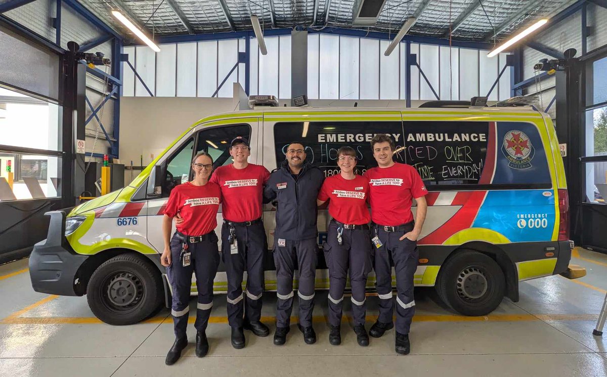 VicAmboUnion's tweet photo. After 20 months of bargaining, paramedics are still chalking up their trucks everyday and fighting for a fair deal.

Ambos are dedicated to saving lives but they deserve a life too.

#springst #ambosdeservealifetoo https://t.co/c2G13Z9QI0