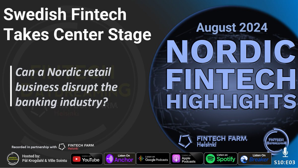 We’re back with another Nordic Fintech Highlights episode...
🎬 YouTube - lnkd.in/eATgE9uv
🎧 Spotify - lnkd.in/eB-pAEcs
🎧 Apple - lnkd.in/et3xVj87
🌎 FintechDaydreaming.com