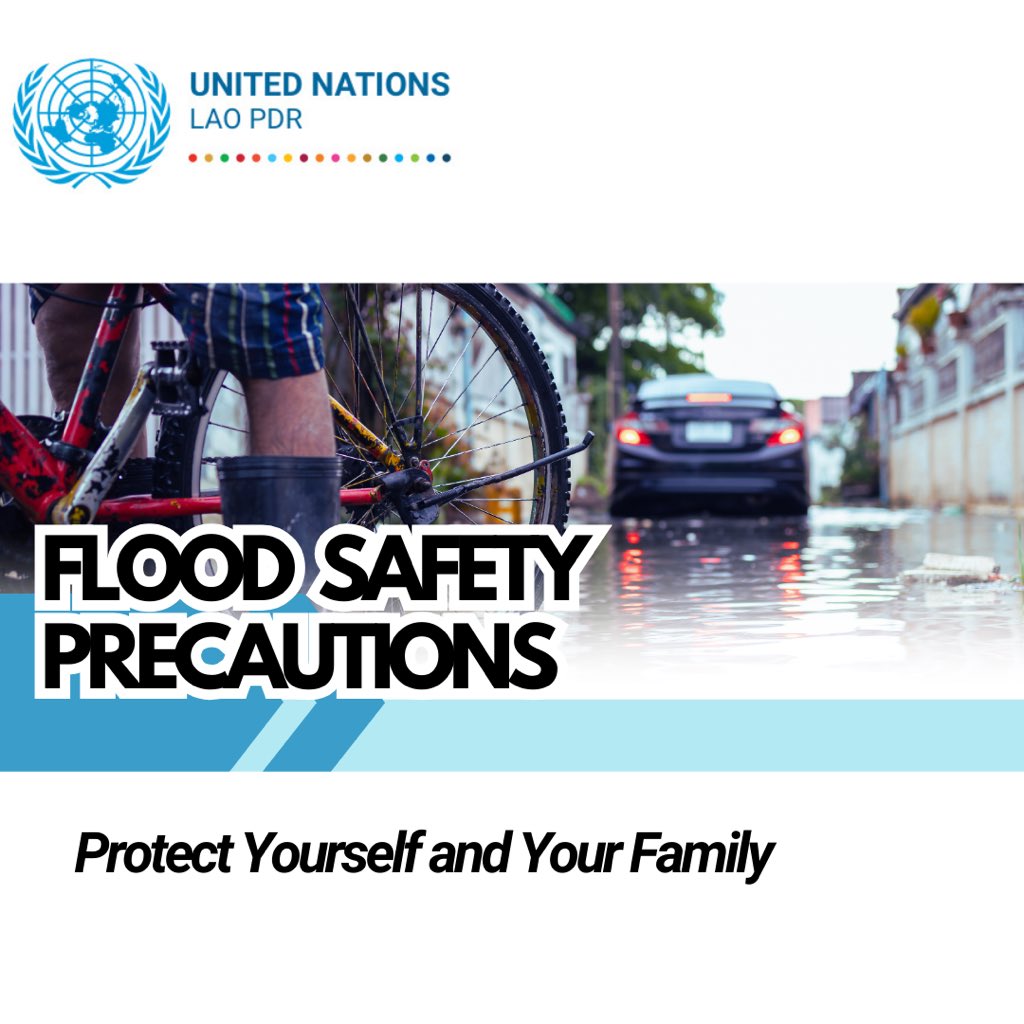 UNinLaoPDR's tweet photo. @UNinLaoPDR, country team &amp; humanitarian agencies ready to support gov efforts 🤝 as we face the impacts of Typhoon Yagi &amp; the rising level of the Mekong River across Laos 🇱🇦

See the flood safety precautions in the images below &amp; stay alert to protect yourself &amp; your loved ones. https://t.co/A8vuKlymru