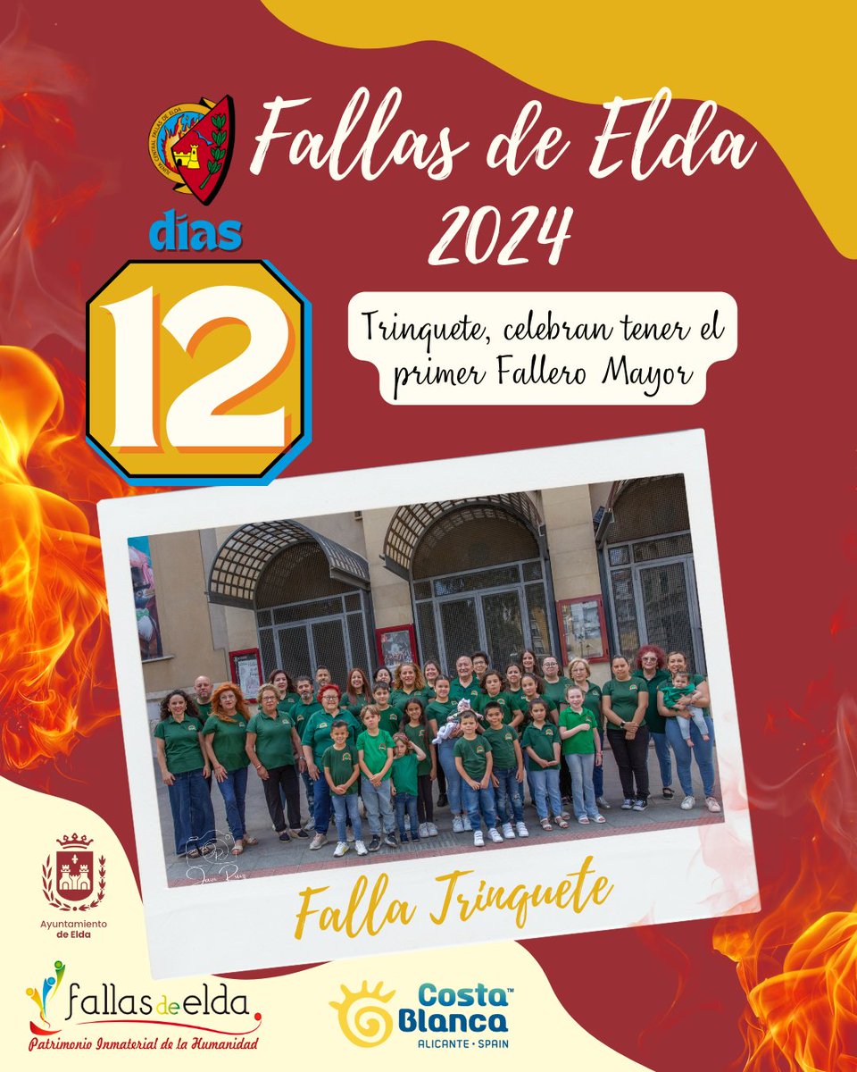 👑 ¡12 días para las Fallas! 👑

FT planta en Avda. de Chapí esq. C/Rosales.

#JuntaCentralFallasElda #FallasElda #EldaenFallas #elda #madeinelda #JuntsMolemMés #FallesUNESCO #SomPatrimoni #fallas #fiestadelfuego #alicante #valencia #comunidadvalenciana #fallascv