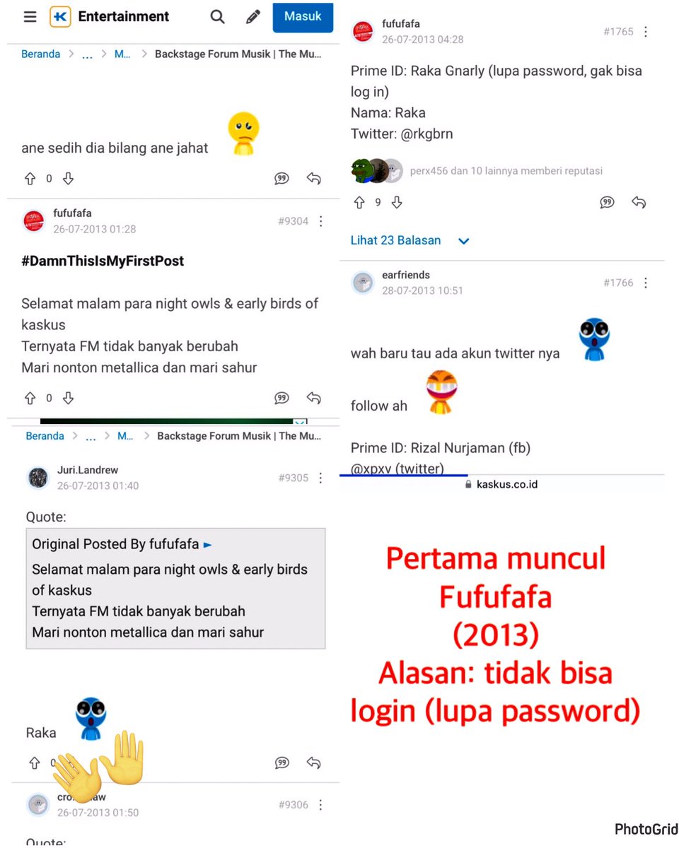 shintaeffendi's tweet image. Kliping #fufufafa supaya runut:
(1) 2013: aktif (dikenali user lain: RAKA; share prime ID+twitter)
(2) id raka gnarly +  X rkgbrn
(3) 2015: info akun kaskus dibanned; 2016: fufufafa info aktif lg
.
fufufafa kaskus=raka gnarly kaskus=rkgbrn (X)
rkgbrn=gibran=chilli pari ✅ ☺️