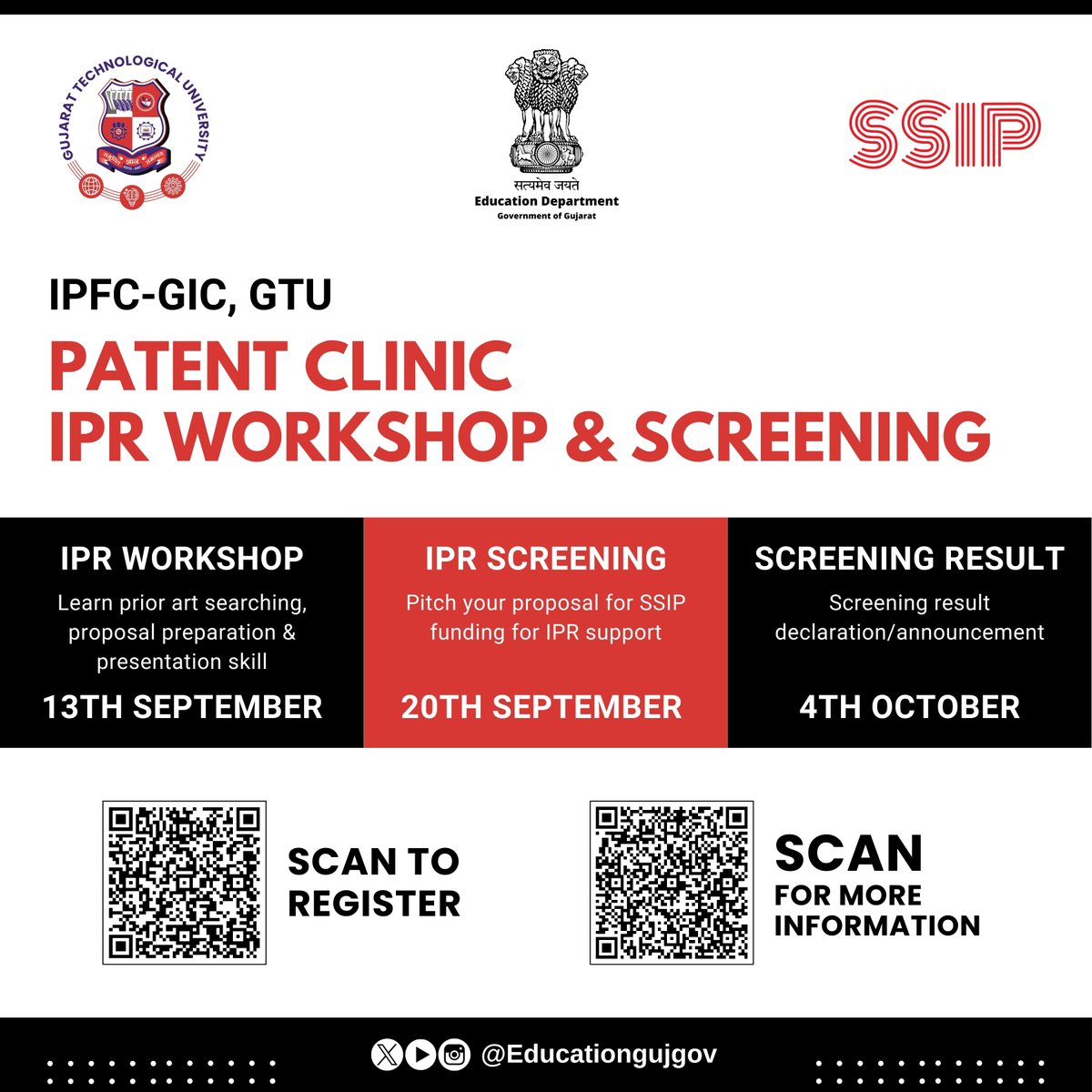 EducationGujGov's tweet image. IPFC-GIC, GTU
Patent Clinic
IPR Workshop &amp;amp; Screening

Register Here: docs.google.com/forms/d/e/1FAI…

Visit For More Information: s3-ap-southeast-1.amazonaws.com/gtusitecircula…

#GTU #IPworkshop #PatentClinic #IPR #SSIP #IntellectualProperty #PriorArtSearch #IPFCGIC #GTUpatent #SSIPgrant