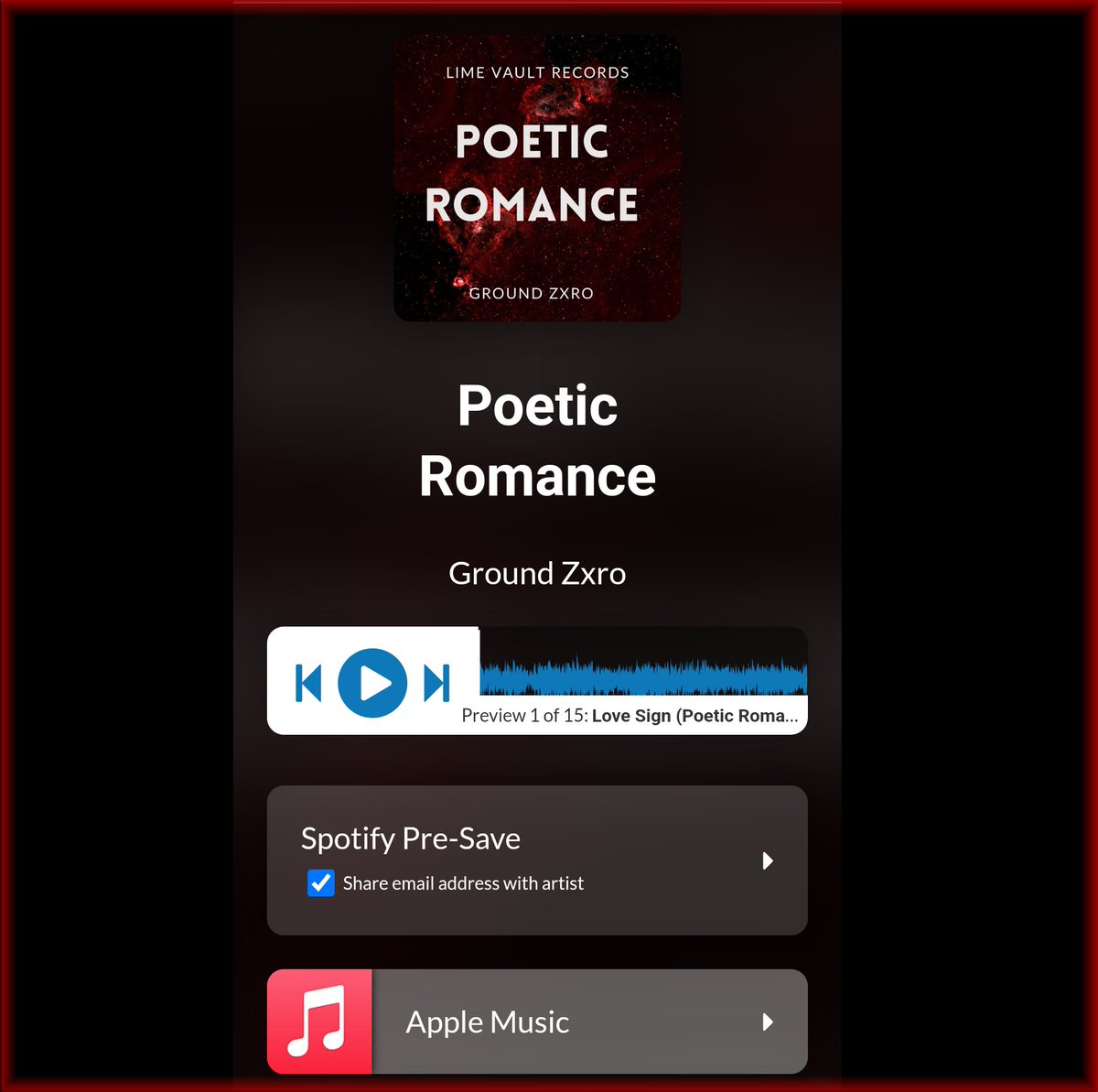 RebelLemonade's tweet photo. Ground Zxro’s new album *Poetic Romance* drops TONIGHT! 🎶🔥 Pre-save now and be the first to dive into this incredible journey of sound and emotion. Don’t miss out on this masterpiece!  

Pre-save here: https://t.co/kU5OfF1Bek  

#PoeticRomance #GroundZxro #NewMusic #Album https://t.co/VjMPrISdQm