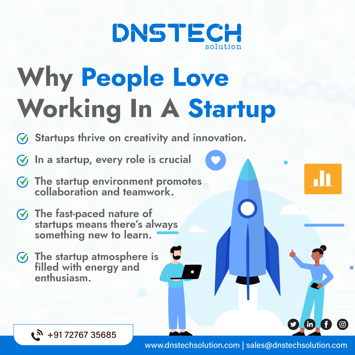 DnstechSolution's tweet image. 🚀 Why People Love Working In A Startup!
At DNSTech Solution, innovation, creativity, and collaboration drive our team. Every role matters, and there's always something new to learn!
🌐 dnstechsolution.com
📧 sales@dnstechsolution.com
#StartupLife #DNSTechSolution