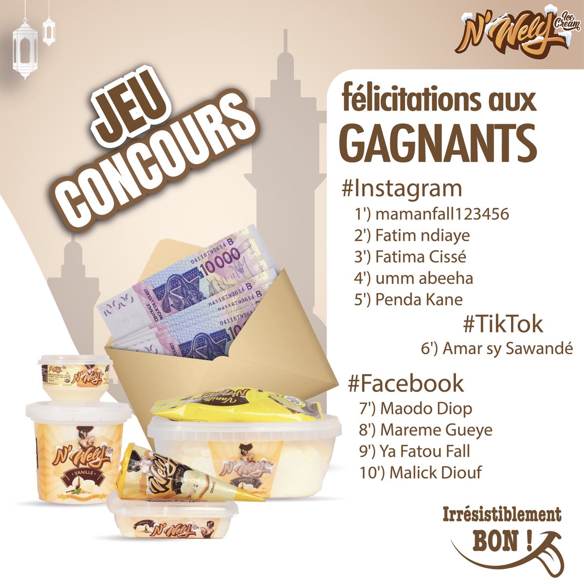 NwelyGroup's tweet photo. Félicitations aux Gagnants
Vous avez été nombreux à participer et à partager vos moments gourmands avec Wely Ice Cream merci à tous pour votre enthousiasme .
Bravo à vous ! https://t.co/StV2N7igrn