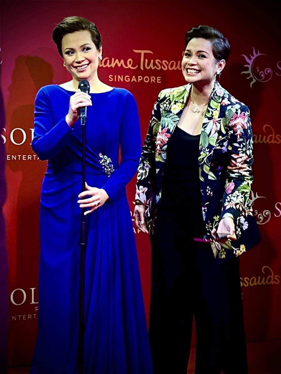 ABSCBNNews's tweet photo. LOOK: Madame Tussauds Singapore has finally unveiled Lea Salonga's wax figure.  

The broadway diva's wax figure wore a blue gown designed by Salonga's designer and friend Rajo Laurel. | via @mjfelipe 

#LEAgendaryMTSG https://t.co/z57PdQKQLh