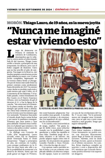 #Medios 📰
Gracias, <a href="/cronicaweb/">Diario Crónica</a>!

Por reproducir la entrevista a #ThiagoLauro en #CorazóndeGallo.

❤️🐓
<a href="/FlavioGiai/">Flavio Giai</a>