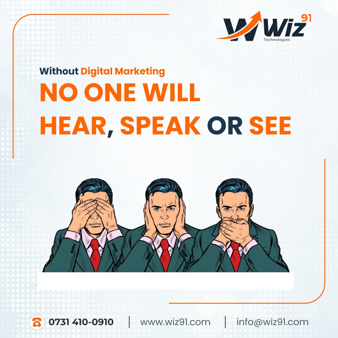 wiz91Tech's tweet image. 🌐 Without Digital Marketing 🌐
No one will HEAR, SPEAK, or SEE your brand! 🚫👂👀🗣️
Boost your visibility and make your brand unmissable in the digital world! 💥✨
.
.
#digitalmarketing #brandvisibility #brandawareness #marketingtips #growyourbusiness #businessgrowth #wiz91