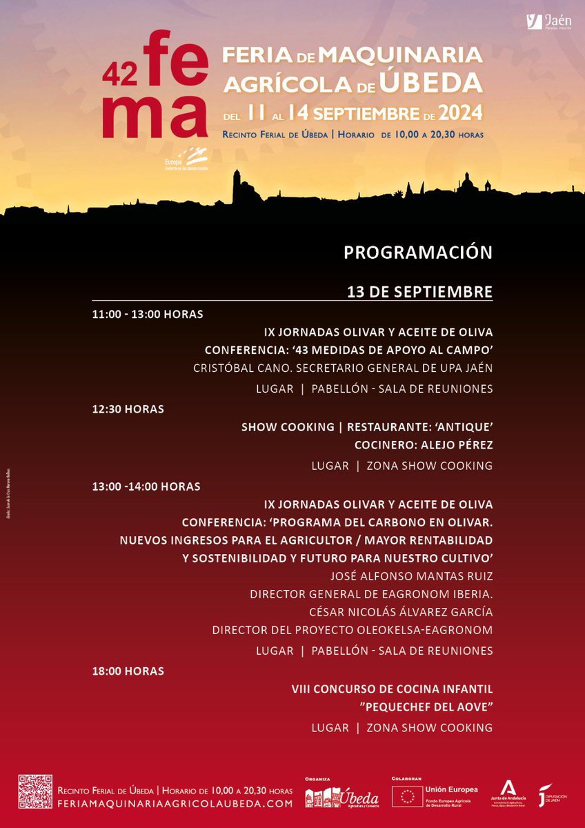 🚜 FEMA 2024 🚜 | Así se presenta la tercera jornada de la Feria de Maquinaria Agrícola de Úbeda.

👉 ¿Os la vais a perder?