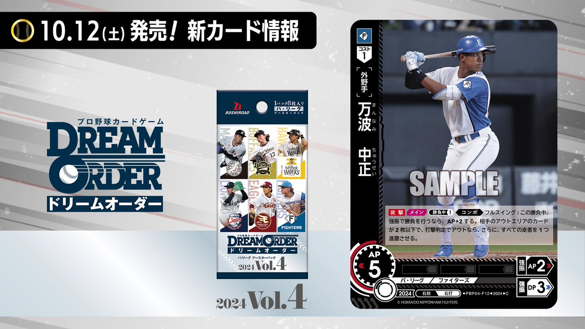 ドリオ 新カード紹介】 北海道日本ハムファイターズ 万波 中正(C) 10