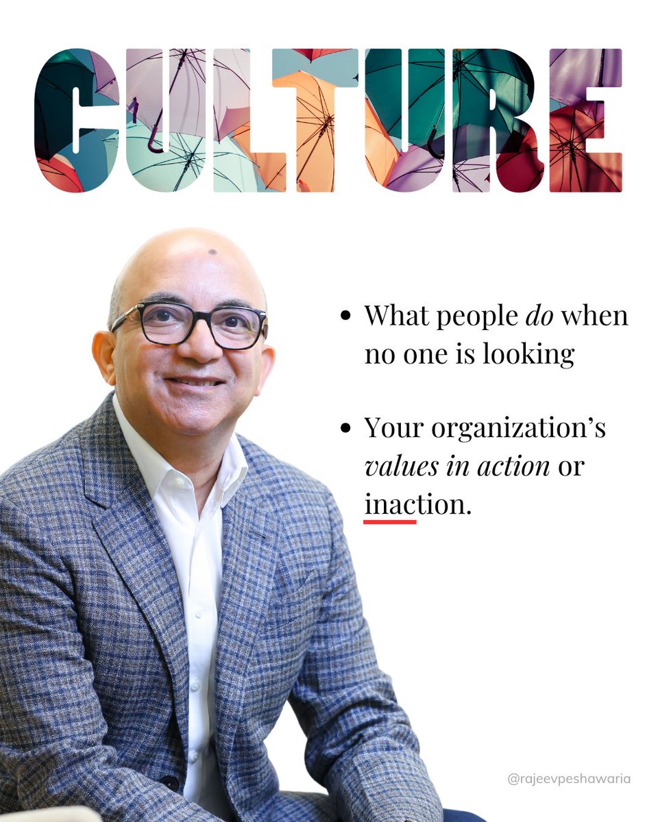 Rajeev Peshawaria (@rajeevpeshawria) on Twitter photo What defines your organization’s culture? Do you find yourself micromanaging your employees, or do they operate with the autonomy of managers? Do people make the right decisions even when you’re not around?
The answer lies in your organization’s culture. A strong culture drives What defines your organization’s culture? Do you find yourself micromanaging your employees, or do they operate with the autonomy of managers? Do people make the right decisions even when you’re not around?
The answer lies in your organization’s culture. A strong culture drives