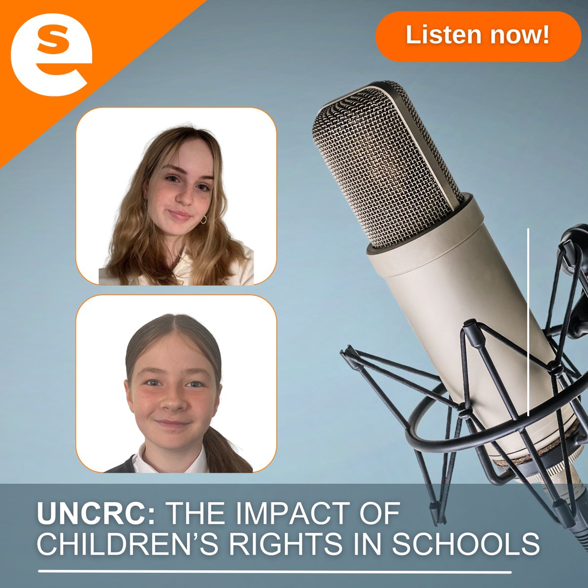 EducationScot's tweet photo. 🚨 NEW PODCAST 🚨

#UNCRC is now law in Scotland! In this episode you'll hear from pupils Isla Grimes &amp; Sophie Jackson from @Trinityrenfrew and @StDavidsPS in 
@RenCouncil discuss how children’s rights are being recognised in their schools.

Listen now: https://t.co/BRXYmLTmKa https://t.co/xqaOR4lFKo