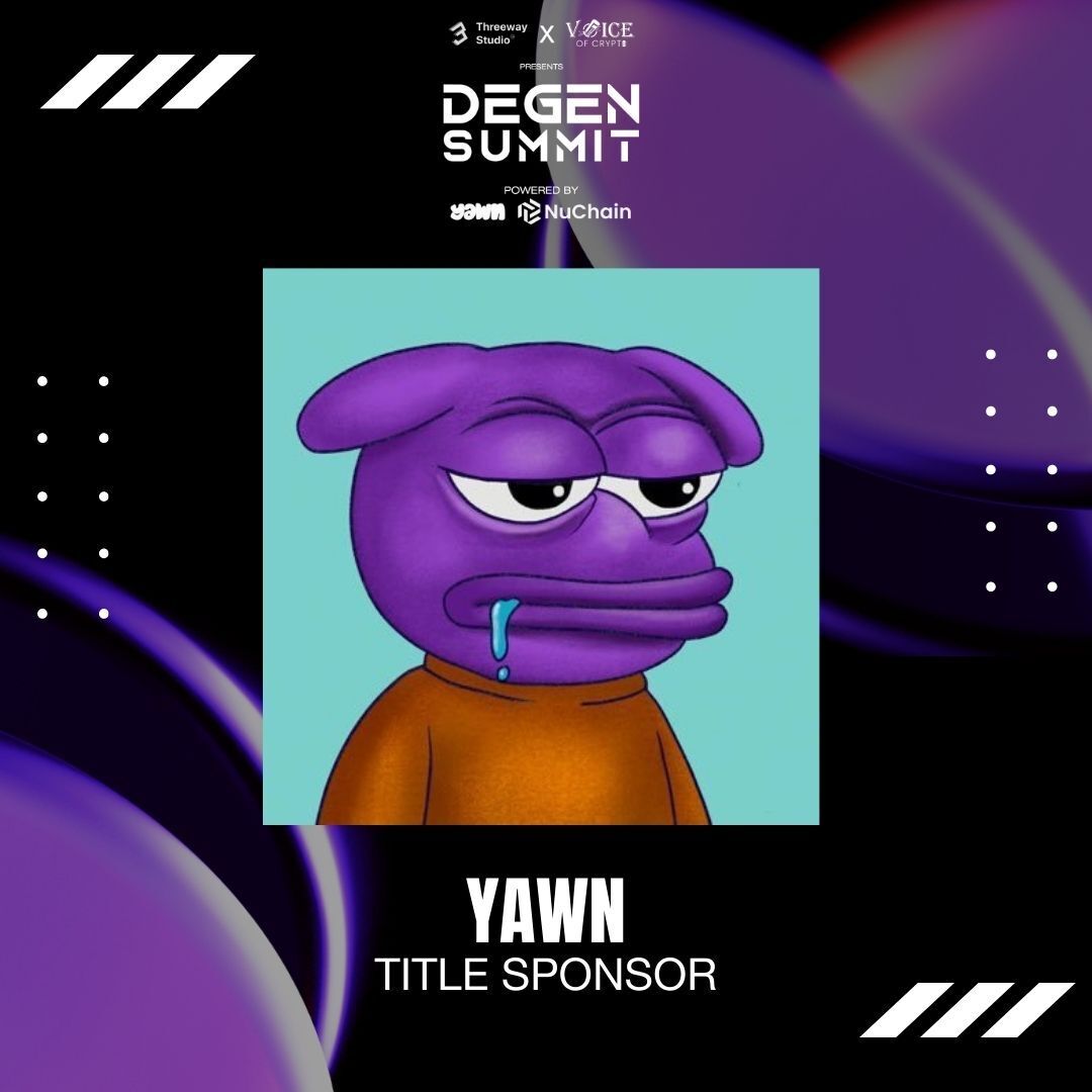 Degen Summit is about to go next level! ⚡We're thrilled to announce <a href="/yawnsworld/">Yawn</a> as our title sponsor. Join us for a summit that will redefine the industry. Limited tickets available!

#DegenSummit #TechSummit #CryptoEvent #Web3 #Blockchain #TitleSponsor #BlockchainEvent